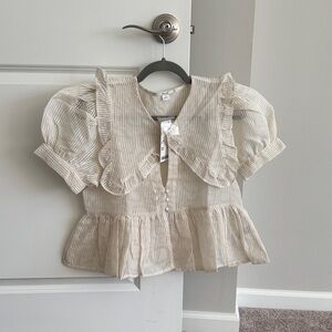 Kimchi Blue Striped Beth Collared Blouse